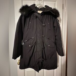 Micheal Kors Black Fur-Trimmed Parka